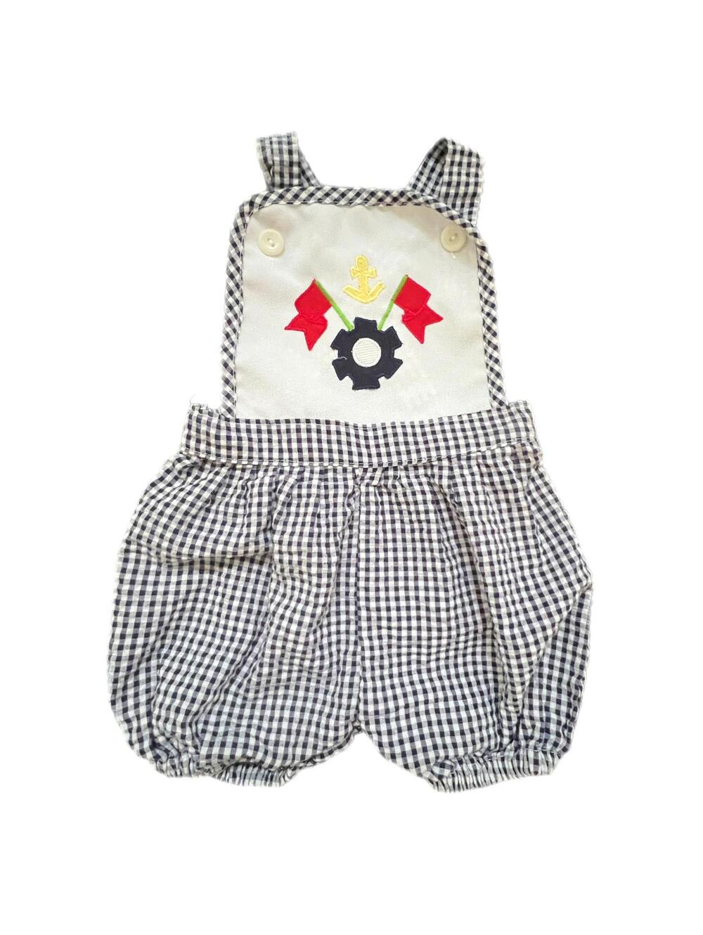 Vintage Mon Petit Gingham Romper - 12m